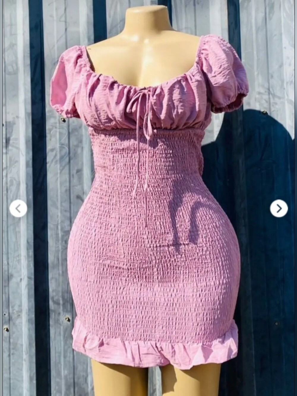 Smocked Puff Sleeve Mini Dress - Pink - Picture 5 of 10